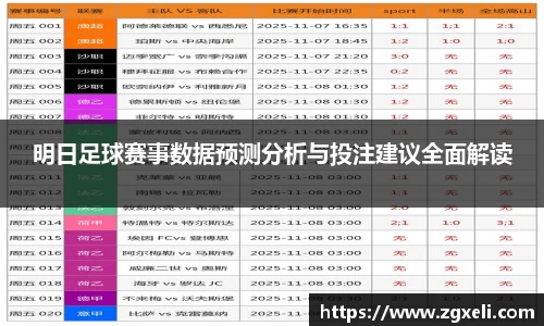 明日足球赛事数据预测分析与投注建议全面解读